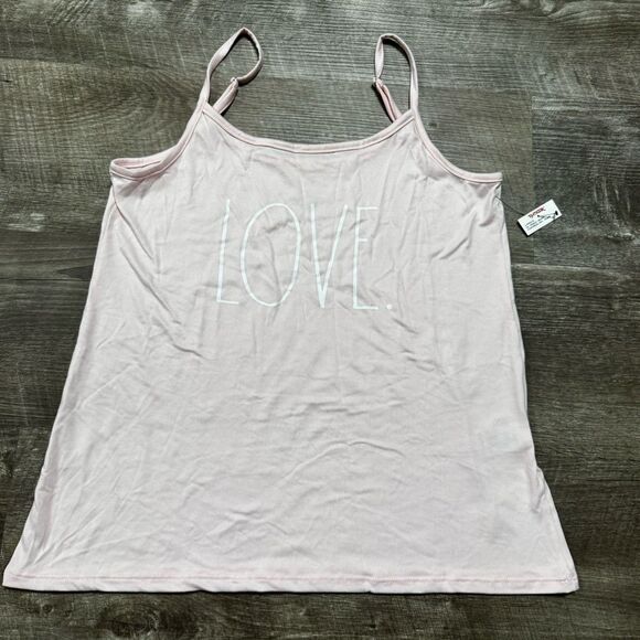 Rae Dunn Pink “LOVE” Pajama Tank Top Size Small NWT - Picture 1 of 7